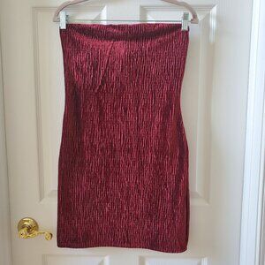 Naked Wardrobe Textured Velvet Strapless Mini Dress Glam Baddie Cocktail Event